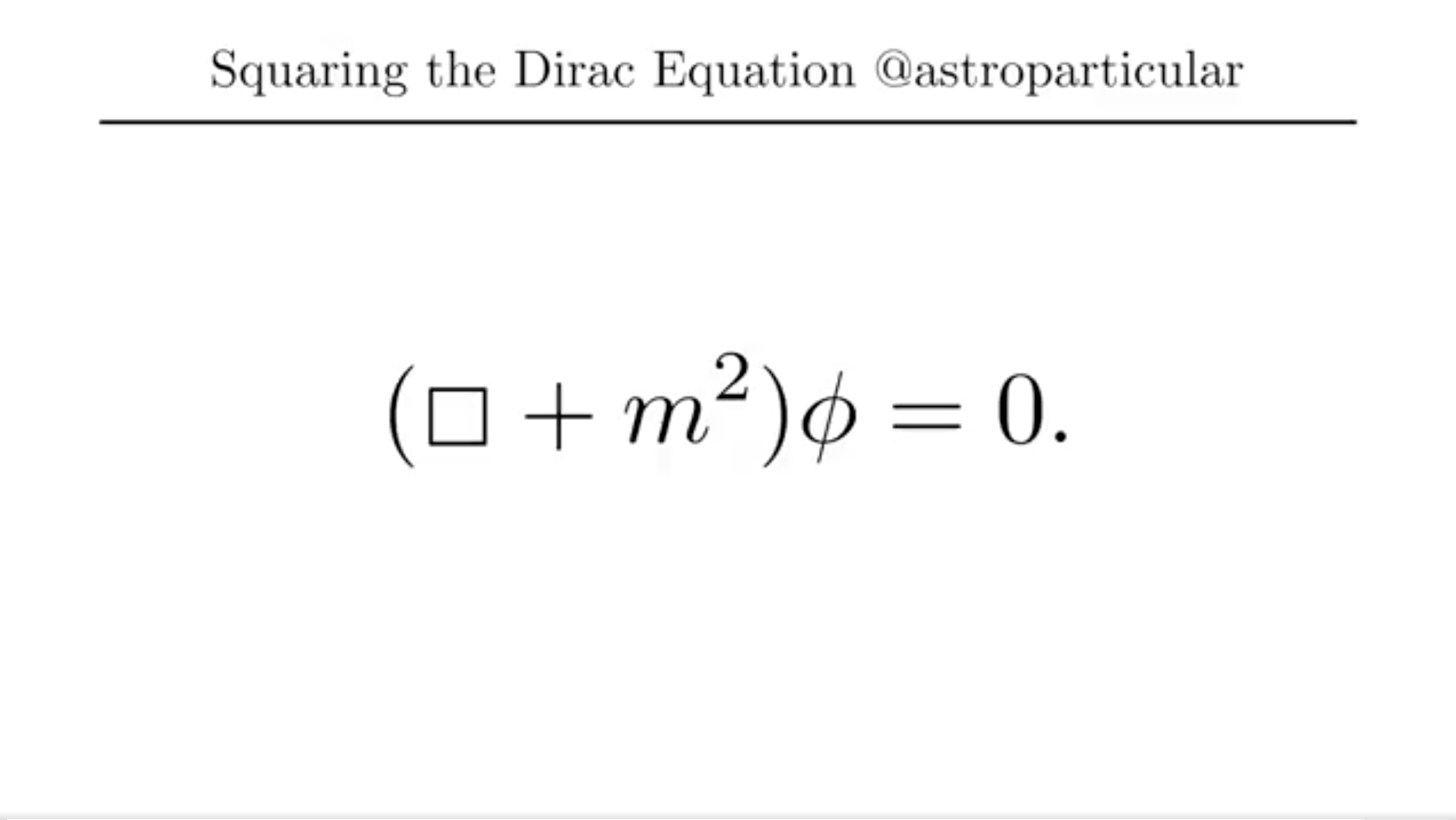 Klein-Gordon Equation Thread